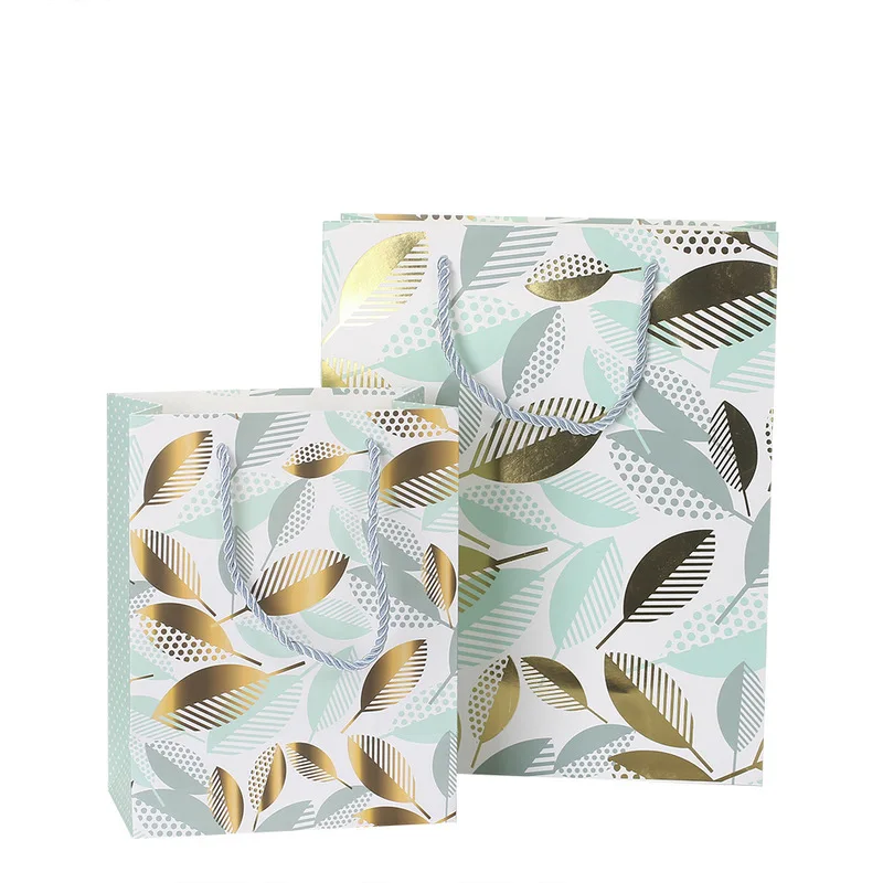 

12pcs Bronzing printing gold leaf handbags valentine's gift bag paper shopping wedding