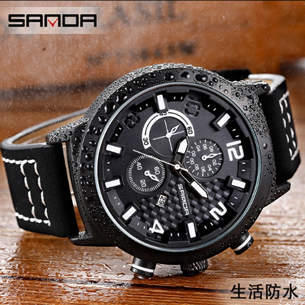 Модные спортивные часы с большим циферблатом шестиштырьковые