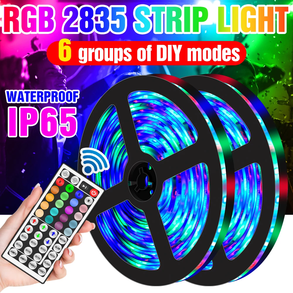 

RGB TV BackLight LED Light Strip DC12V Diode Tape Flexible Lamp Ribbon 5M 10M 15M 20M Waterproof LED Bedroom Lighting 2835 Decor