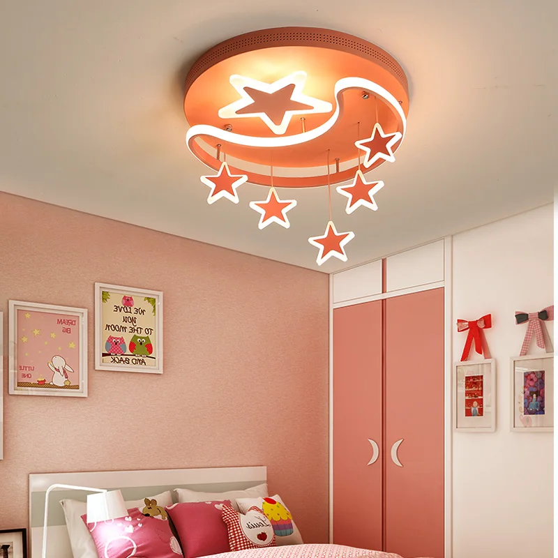 Modern Led Chandelier Pentagram moon Remote Control Ceiling Lamp For Children's room Bedroom Living Home Nordic Ceiling Fixtures