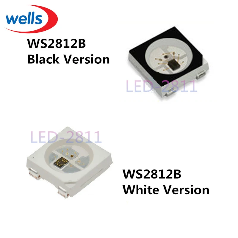 100 ~ 1000 шт. WS2812B светодиодный чип 5050 RGB SMD Черный/Белый версия WS2812 индивидуально