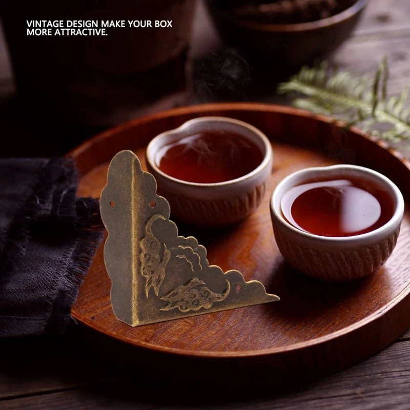 

12Pcs Antique Metal Corner Protector Vintage Bronze Decorative Feet Used for Decoration Protection of Wooden Box Edges