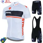STRAVA Новый 2021 Мужчины Велоспорт Джерси летняя одежда с коротким рукавом комплект бикини купальники Maillot 19D велотрусы велосипедный спорт одежда спортивная рубашка, комплект одежды