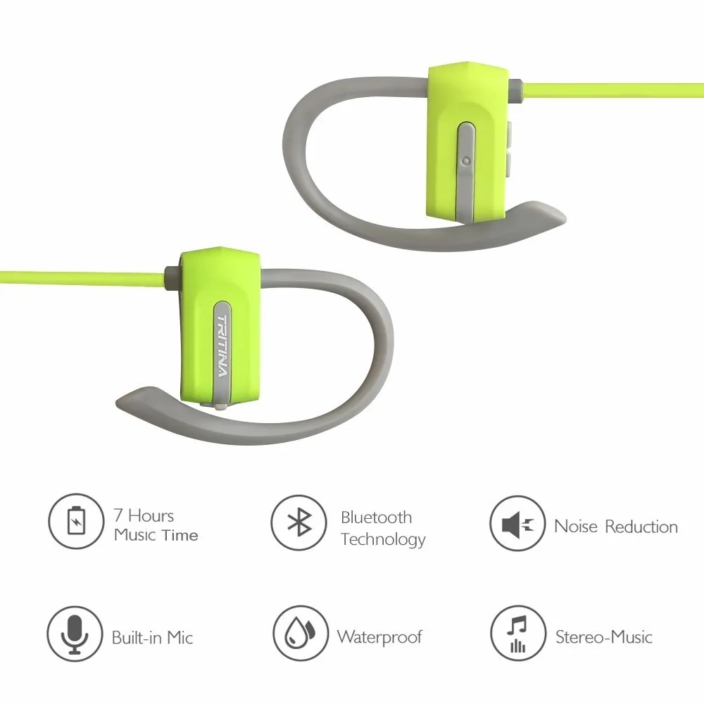 Спортивные наушники вкладыши Tritina влагозащищенные Bluetooth с микрофоном удобные HD