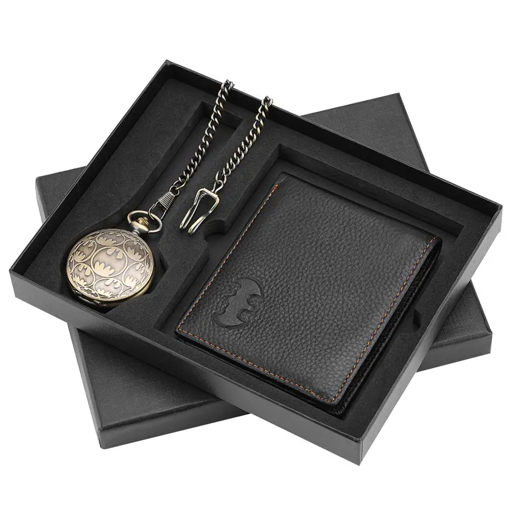 Top Luxury Pocket Watch Wallet Sets Popular Movies Pendant Necklace Watches Premium Leather Wallet Nice Birthday Souvenir Gifts