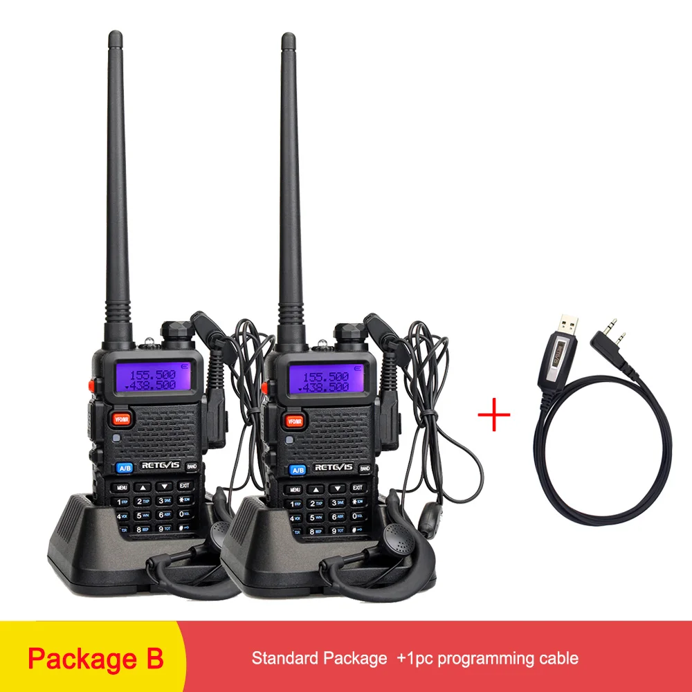 Package B Retevis RT-5R Walkie Talkie 2 шт 5 Вт 128CH VHF UHF радио двухстороннее радио Comunicador для охоты/страйкбола Baofeng UV-5R UV5R - Цвет: Package B