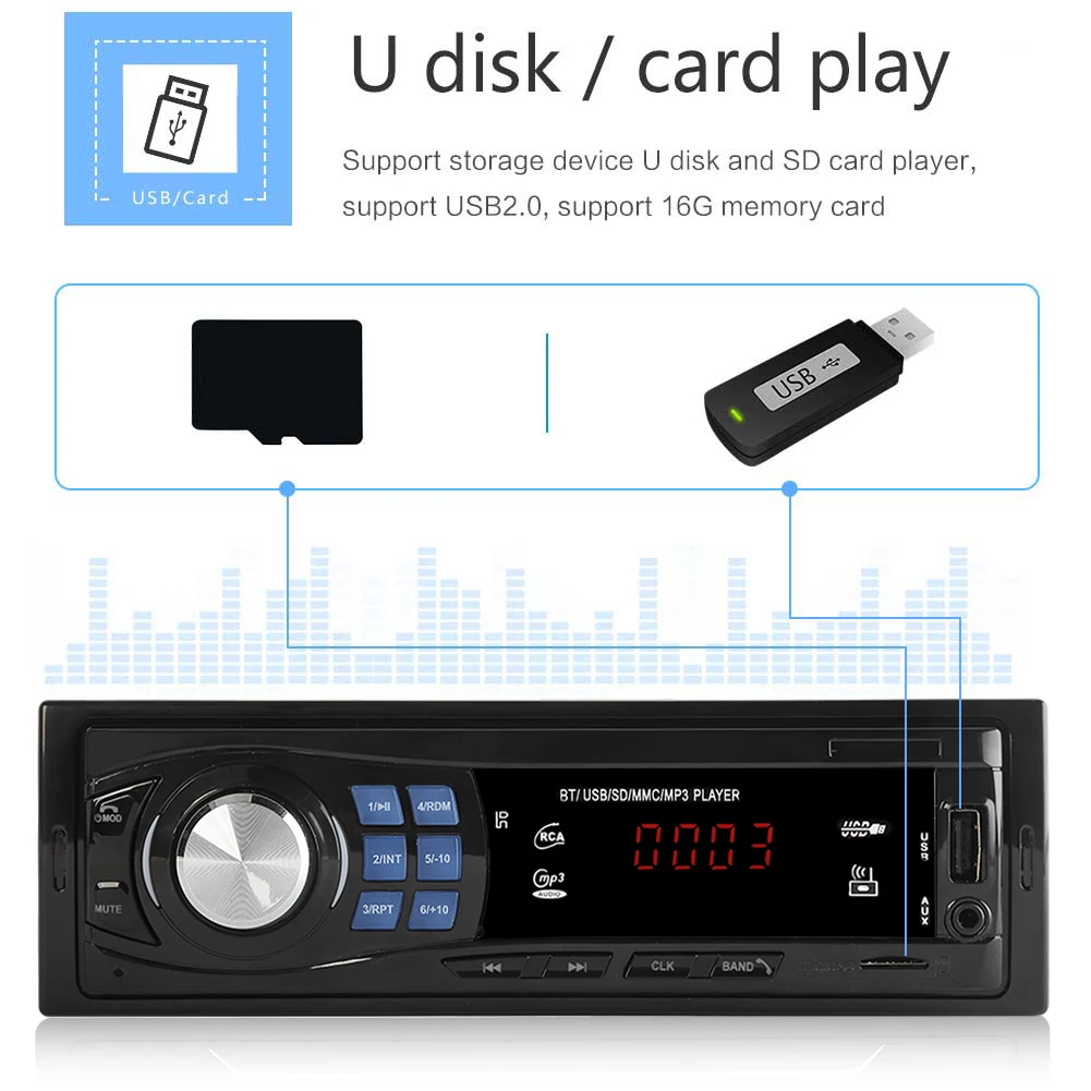 Автомагнитола стерео аудио mp3 плеер 12 в 1 Din FM приемник Aux USB авторадио с
