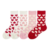 sweet heart socks women fashion pink cotton socks female jk long socks girls streetwear casual calcetines medias