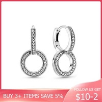 2020 new 925 sterling silver fashion rhinestone round sparkling double stud earrings beautiful jewelry women gift