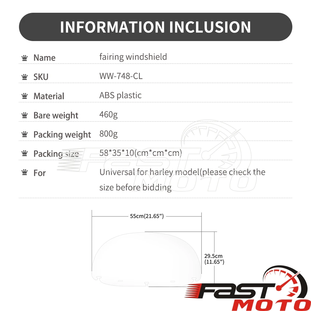 10&quot Air Spoiler Wind Screen Batwing Fairing Windshield Universal For Harley Yamaha Sportster Street Bob Dyna Road King Touring - купить
