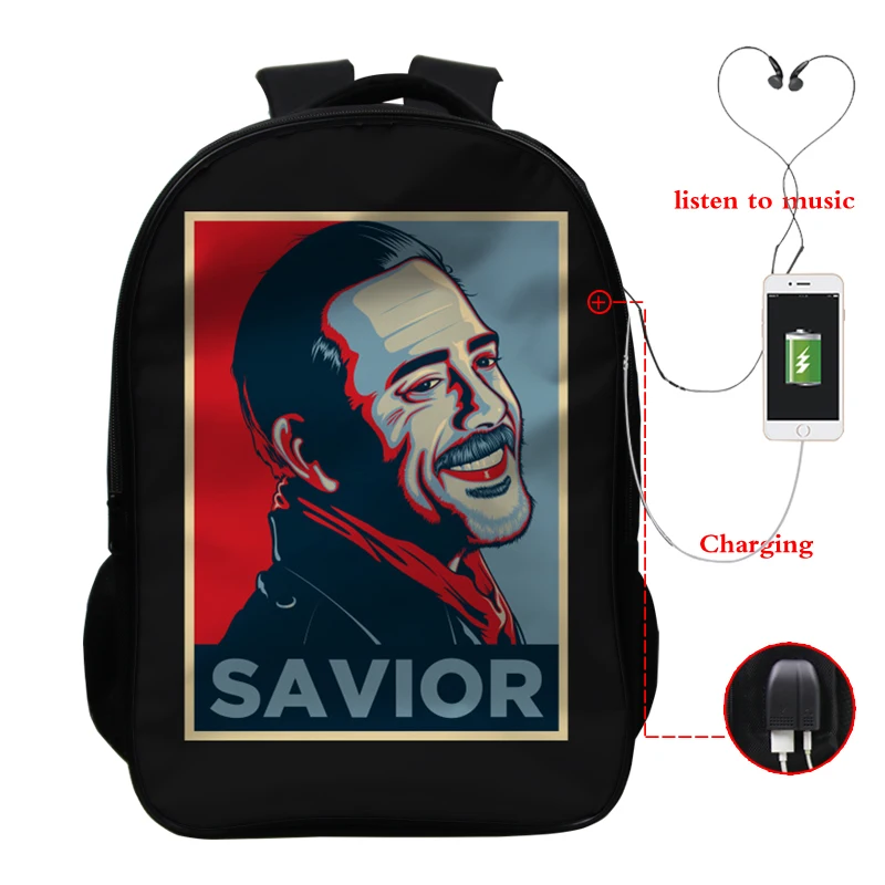 Backpack 17 16 дюймов рюкзак Ходячие мертвецы Школьные сумки Дети пользовательский дизайн рюкзак обратно в школу комплект usb зарядка туристический рюкзак сумка - Цвет: Backpack 17