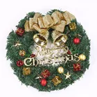 Рождественский венок, искусственный венок из ротанга, гирлянда с красными ягодами, настенные украшения для окон