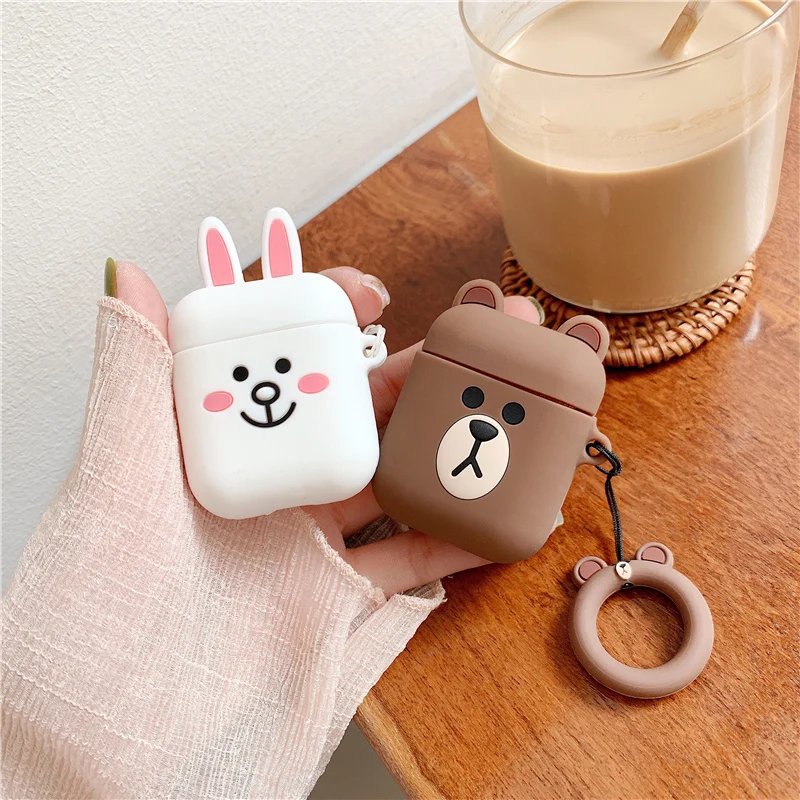 Чехол для Airpods 2 Силиконовый чехол Apple милый наушников 3D защитный | Электроника