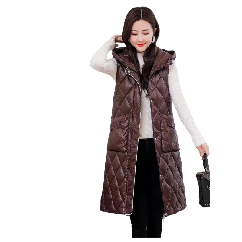 

coats 2021 New X-Long Hooded Vests Parkas Fashion Winter Jacket Women Casual Thick Down Cotton Winter Coat Women Warm Waistcoat