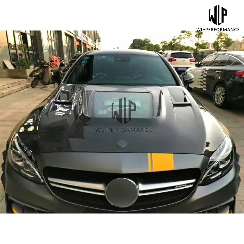 W205 C63 высококачественное углеродное волокно/FRP капот двигателя прозрачные