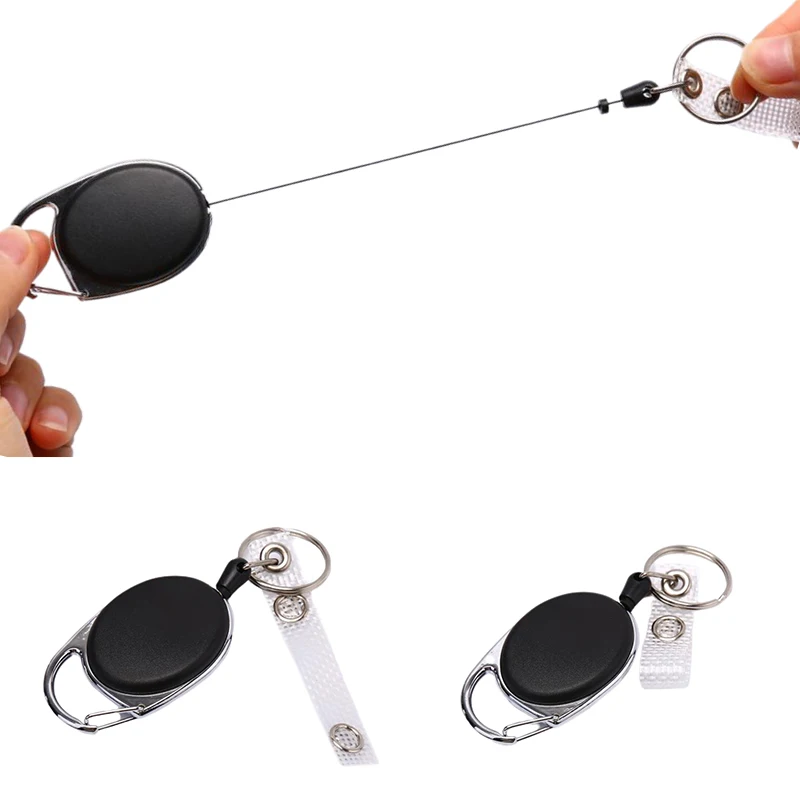 

1PC Retractable Pull Badge Reel Zinc Alloy Plastic ID Lanyard Name Tag Card Badge Holder Reel Recoil Belt Key Ring Chain Clip