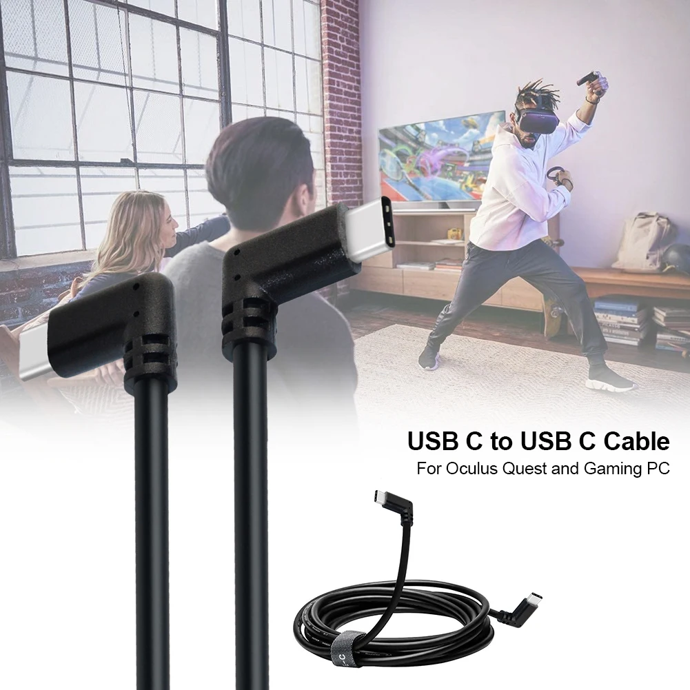 

3M USB-C Cable Link Cable Compatability Right Angle Type-c Speed Data Transfer Fast Charge For Oculus Quest And Gaming PC