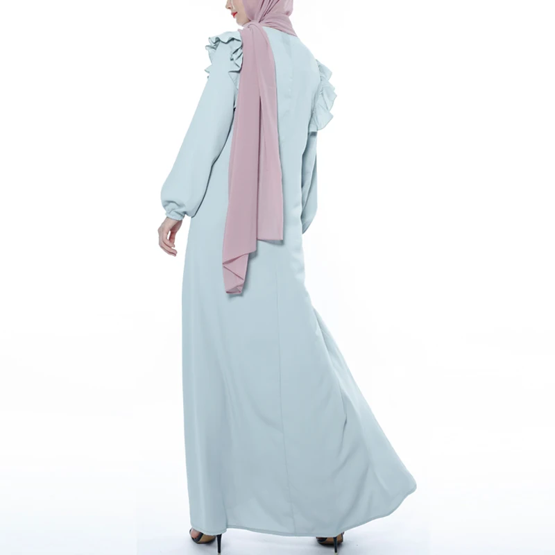MISSJOY мусульманское женское платье на молнии Свободное abaya Дубай кимоно сплошной цвет кафтан турецкий Повседневный Ближний Восток элегантное женское платье с оборками Плать