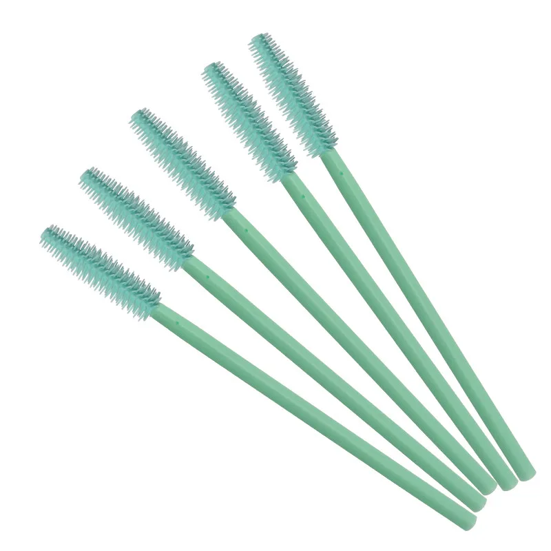 mint green 200 шт розовая силиконовая ресница щеточки Одноразовые Тушь для ресниц палочки аппликаторы для ресниц косметические кисти инструменты для макияжа - Handle Color: mint green