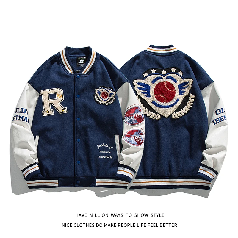 

Новое поступление 2022, пушистая куртка с вышивкой, весна-осень, мужская куртка-бомбер, унисекс, Женская куртка-тренер по бейсболу, стадиону, н...