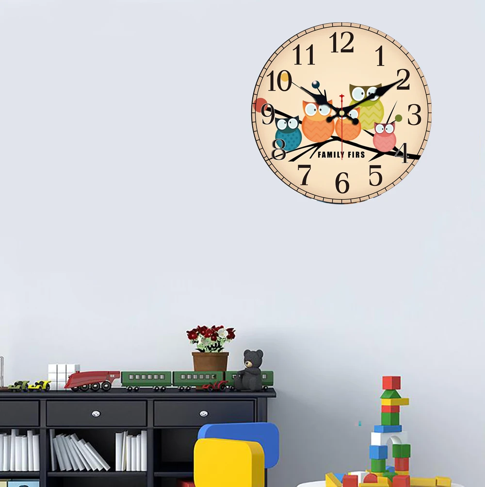 Милые настенные часы 12 дюймов современные с изображением первой Совы и животных