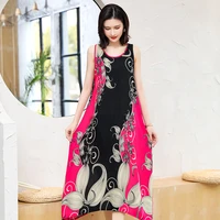print floral women dresses 2021 hot stylish v neck beach style casual loose sleeveless print long dress