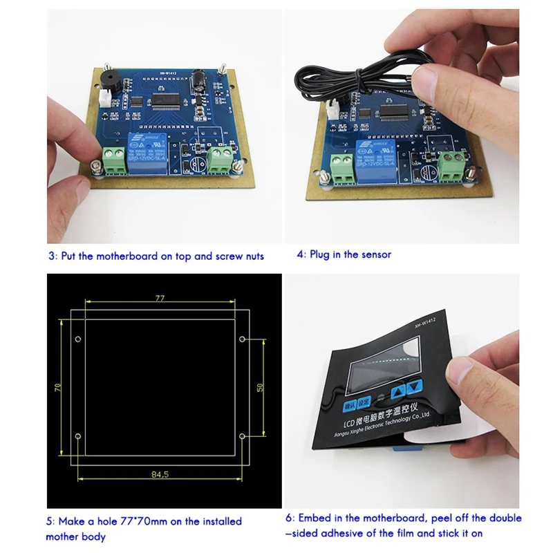 

XH-W1412 Microcomputer Digital Thermostat 10A LED Digital Display Temperature High Precision 0.1 Thermostat Sensor