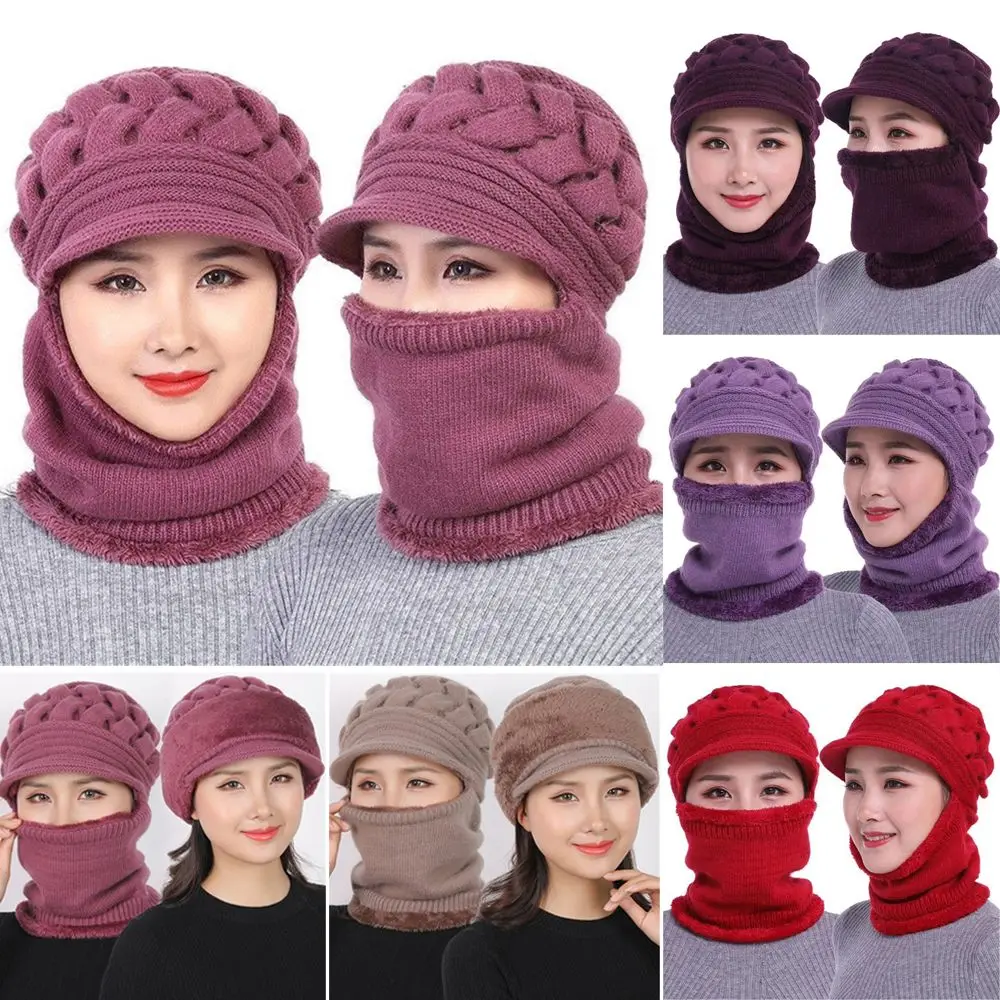 Зимняя женская шерстяная шапка с бархатным утеплителем теплая ветрозащитная