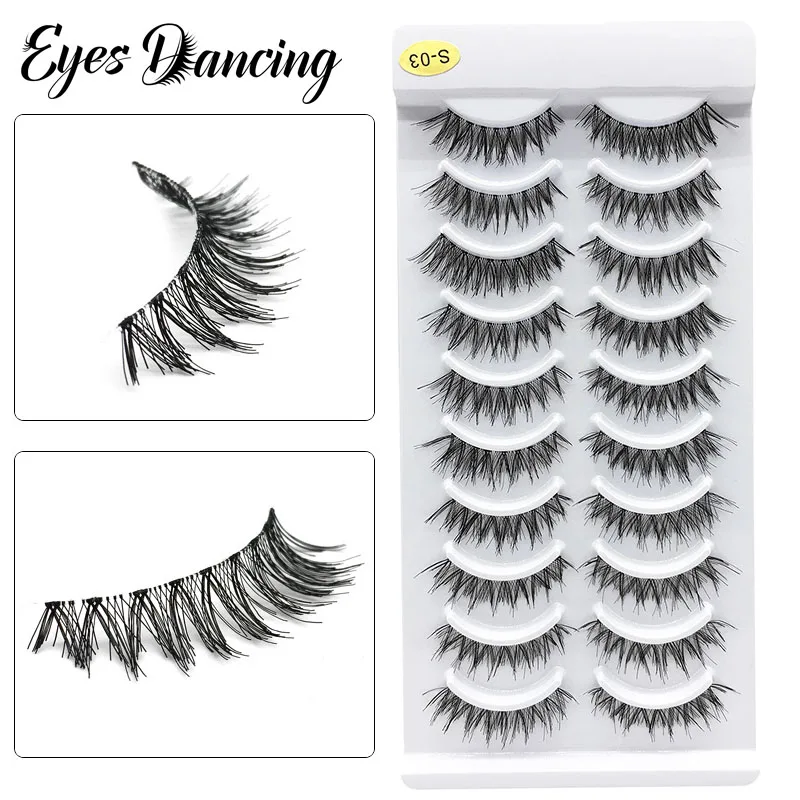 10 пар накладных ресниц Eyes Dance натуральные длинные перекрестные 3D ресницы