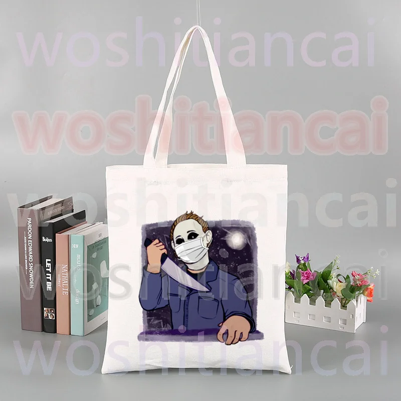 

Сумка для покупок в стиле Хэллоуин, американские фильмы ужасов, женская сумка, сумки для покупок, многоразовые сумки