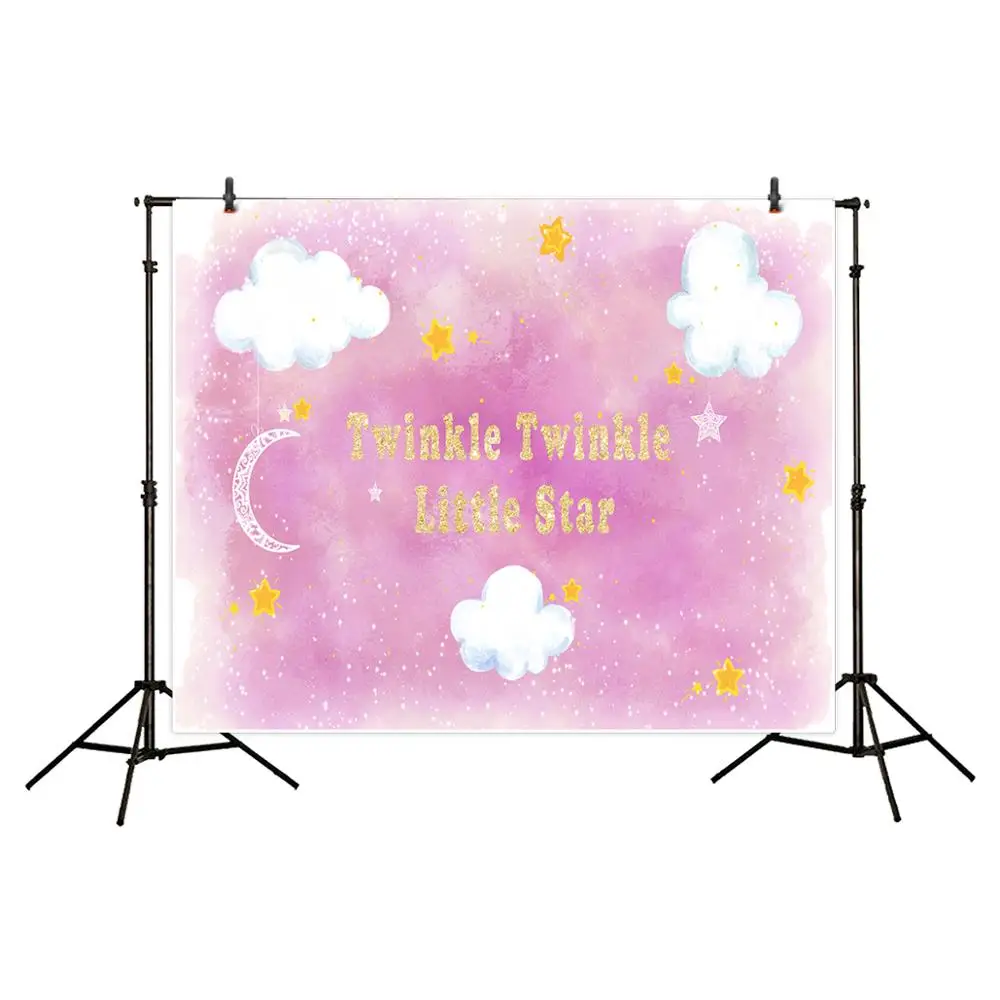 Фон для фотосъемки Allenjoy розовая Мерцающая маленькая звезда девушка Луна облака