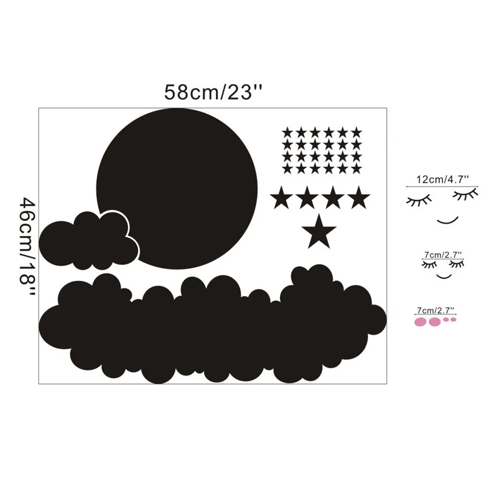 Мультяшные спящие серые облака звезда настенные наклейки детская комната