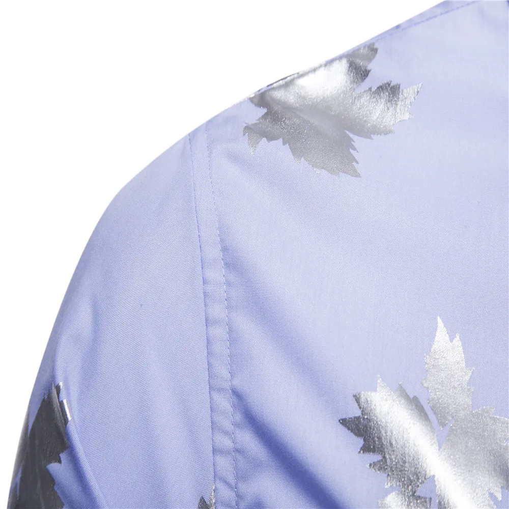 2019 Новые Модные приталенные рубашки с цветочным принтом мужские повседневные