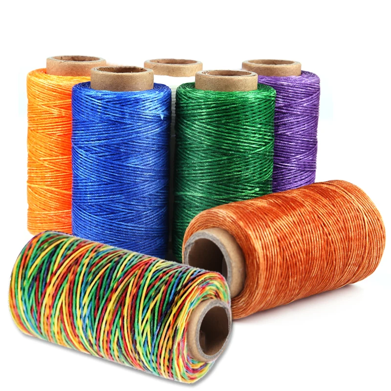 

Nonvor 260 M Flat Leather Sewing Waxed Cord Thread Cord DIY Handicraft Tool Hand Dacron Line String Thread Stitching Tool