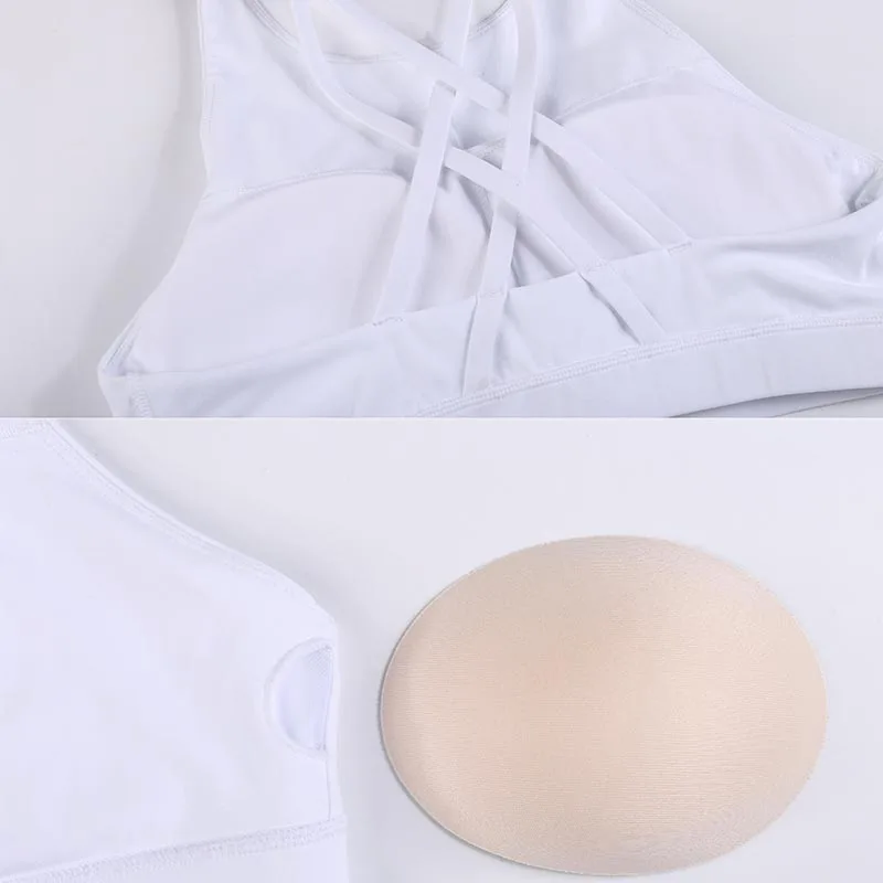 

2021 new Naked-feel Fabric Yoga Fitness Bras Top Women Cross Straps Push Up Padded Fitness Workout Sport Brassiere