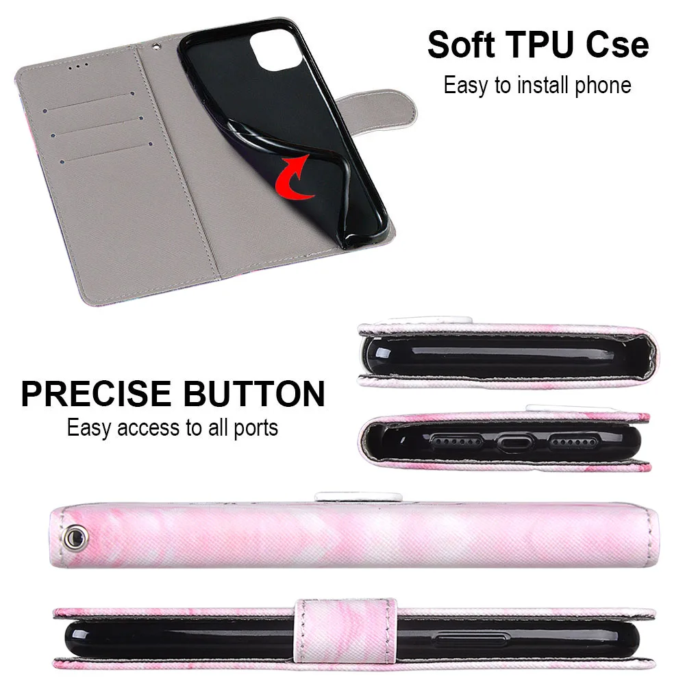 Flip Leather Case For ZTE Blade A3 2020 A5 2019 A6 Lite A7 20 Smart L8 V10 Vita Cover Animal Holder Card Slots Butterfly Flower