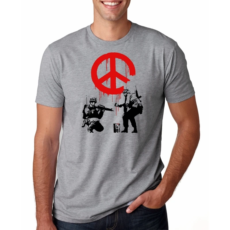 Banksy картина с изображением солдат Peace | Мужская футболка принтом в итальянском