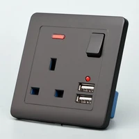 wall socket uk plug 2 usb charger port outlets plate multifunctional 13a electrical single switch black