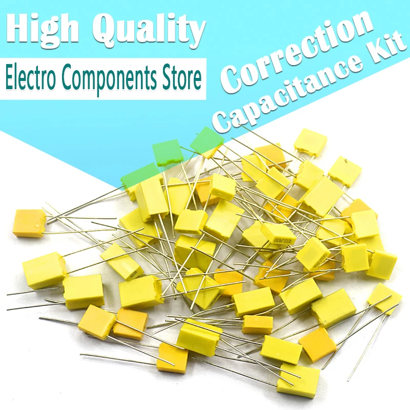 

50Pcs/Lot 10 Value Polypropylene Film Capacitor 1nF 10nF 47nF 100nF 220NF 470nF Capacitance Correction Capacitor Assorted Kit