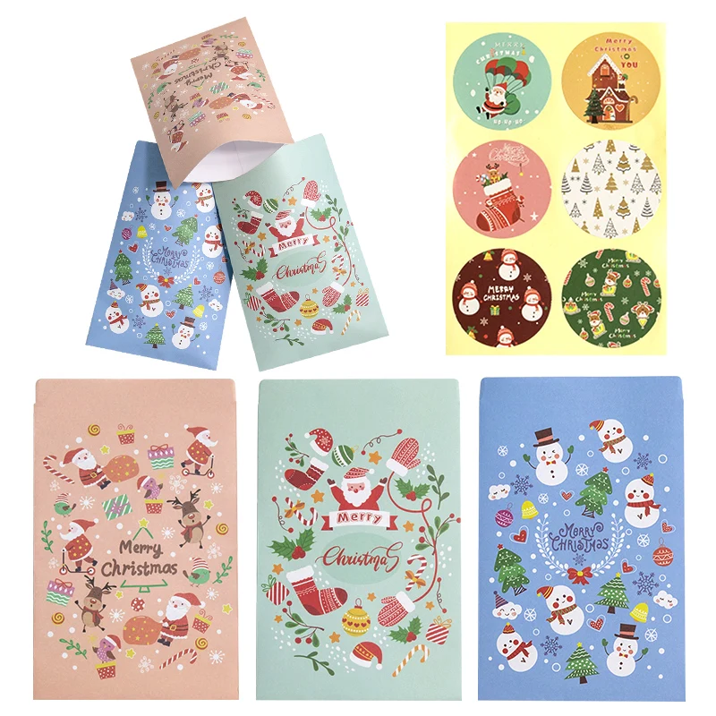 

12Sets Santa Claus Snowman Paper Envelopes Merry Christmas Gift Envelope DIY Xmas Party Invitation Greeing Card Packing Envelope