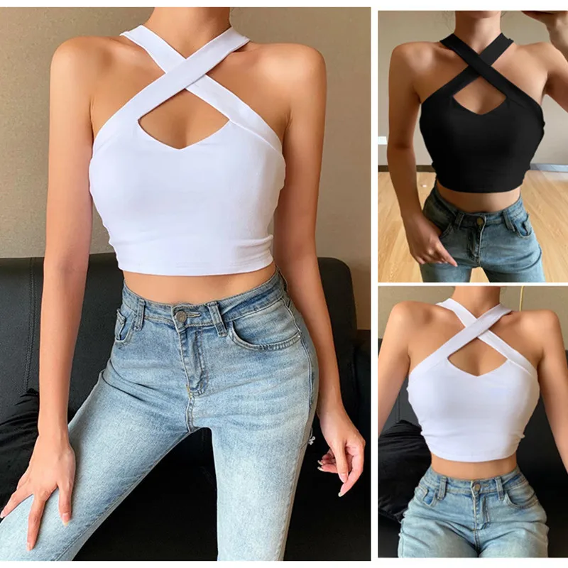 

Женский короткий топ, эластичный однотонный топ без бретелек, в европейском и американском стиле, лето 2021