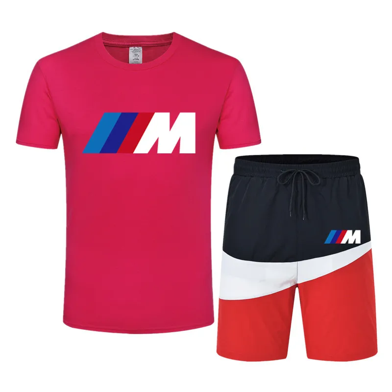 

2021Summer New Fashion Trend Men's Suit Personalized Fashion Printing Sports Short-Sleeved T-shirt + Sports Casual Short Suit