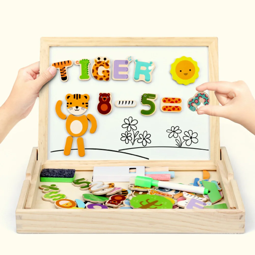

Letter Figure Wooden Magnetic Spelling Puzzle Baby Educational Toys Cognitive Drawing Board Montessori Toys for Child Kids Gifts