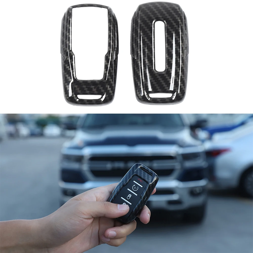 

Car Key Shell Holder Bag Key Cover Case Protector for Dodge RAM 2018 2019 2020 2021 Auto Interior Accessories ABS Carbon Fiber
