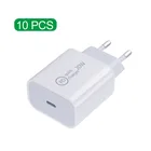 Зарядное устройство PD с портом USB C, 10 шт., 20 Вт, быстрая зарядка PD для Apple, Samsung, Huawei, Xiaomi, адаптер питания с вилкой Стандарта ЕС, США, Великобритании, зарядное устройство типа C