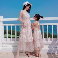 2021 family matching outfits dresses summer mother daughter dress fashion clothing girl mom daughter chiffon beach dress clothes