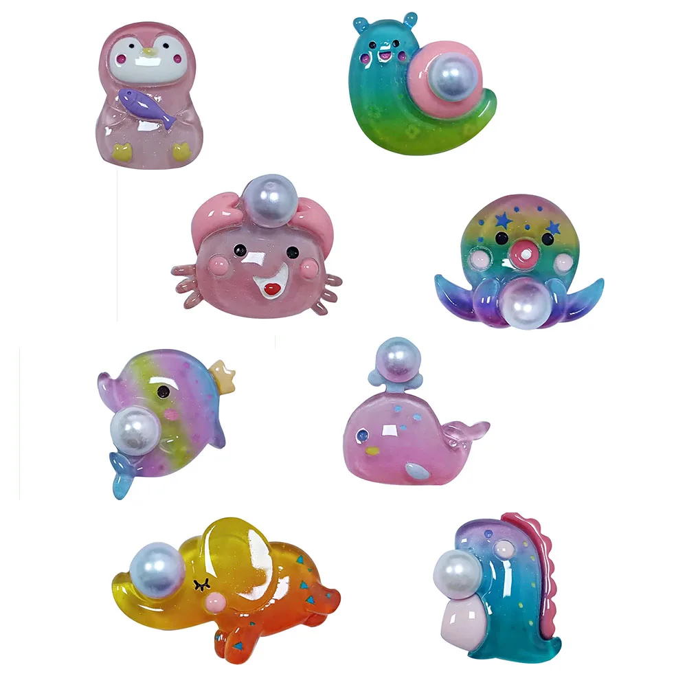 

1PCS Resin Cute Flash Cartoon Animals Fridge Magnetic Sticker Penguin Fish Snail Crab Octopus Dolphin Refrigerator Magnet Kid
