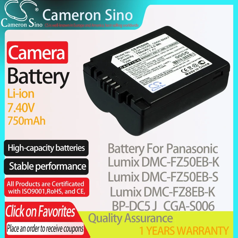 CameronSino Батарея для цифрового фотоаппарата Panasonic Lumix DMC FZ50EB K S FZ8EB FZ30 подходит Leica BP DC5