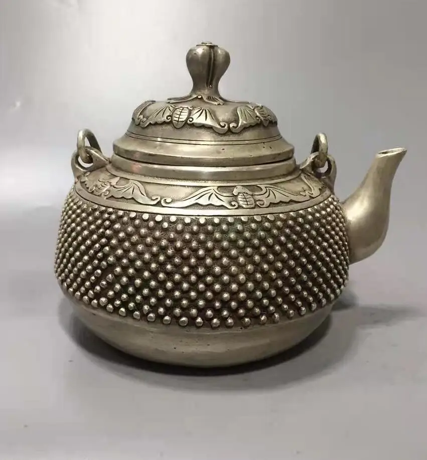 

Китайская белая медная крышка летучей мыши чайник ремесла статуя