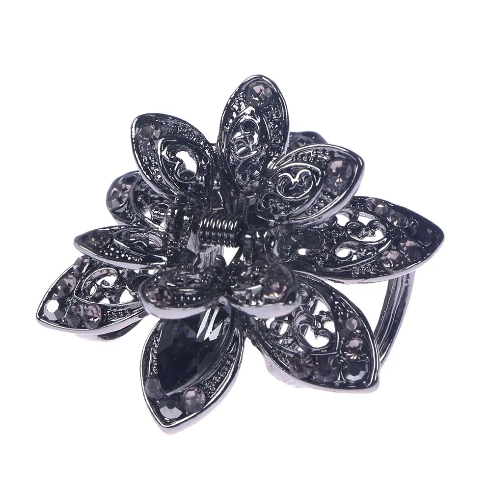 Винтаж Большой Хрустальный цветок зажим для волос заколка со стразами Свадебные